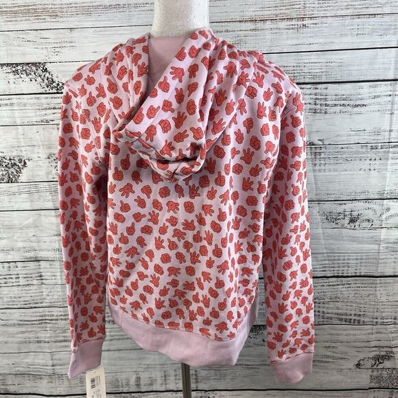 Disney Full Zip Hoodie Jacket sz Medium Purple Red Mickey Mouse Hands Fleece #2 - Picture 10 of 11